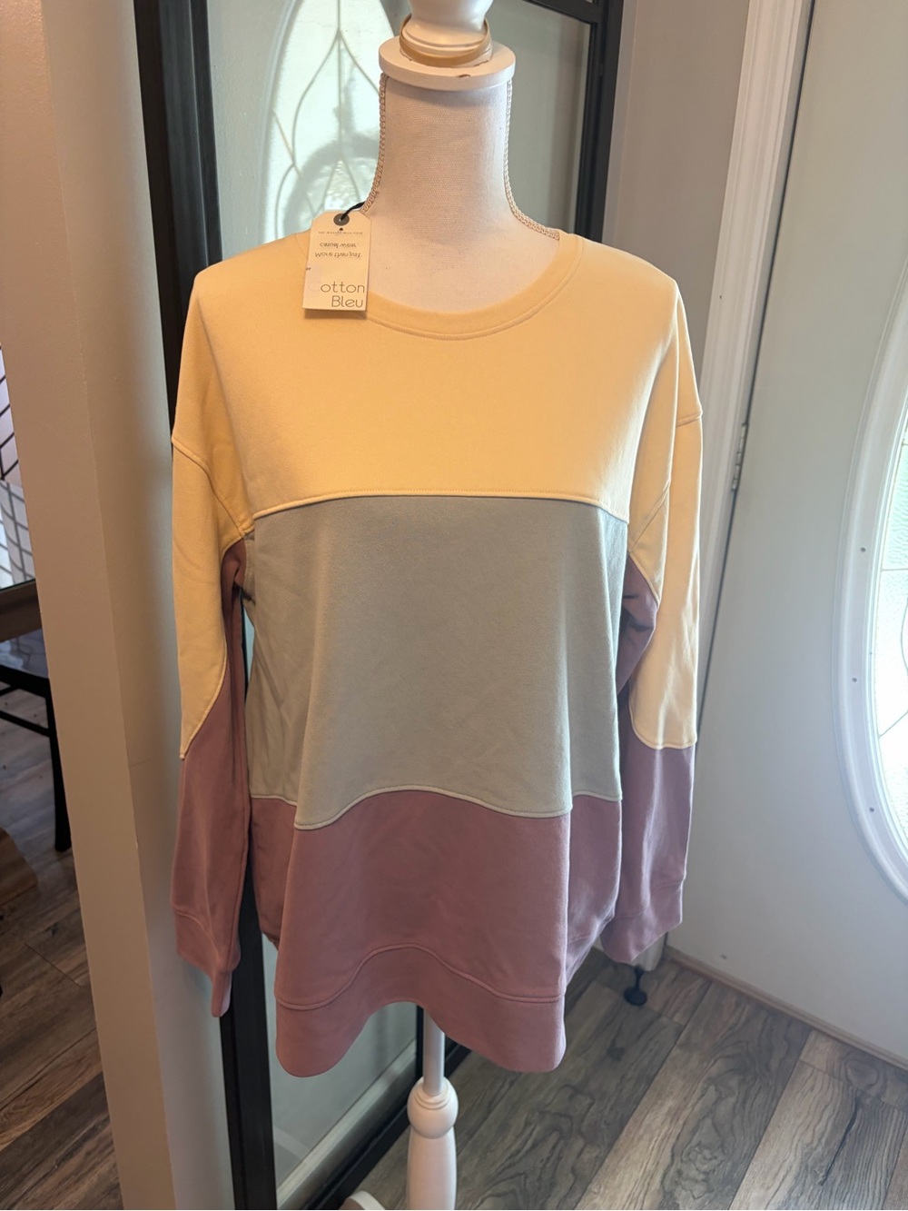 New With Tags…Cotton Bleu New Agenda Colorblock Pullover Oversized Sweatshirt